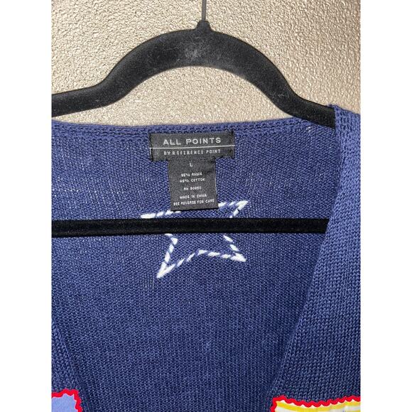 All Points Academia Preppy Red White Blue Patriotic Flag Stars & Stripes Cardian - Picture 2 of 8